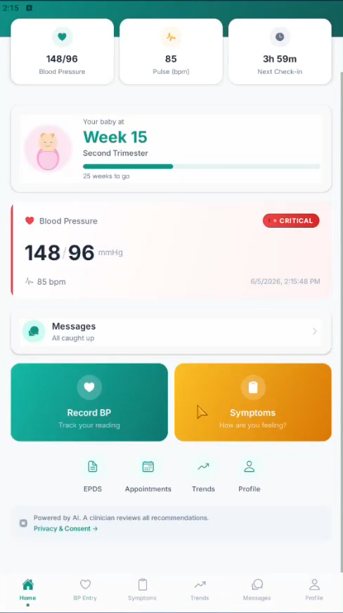 Patient mobile app — BP capture and pregnancy tracking